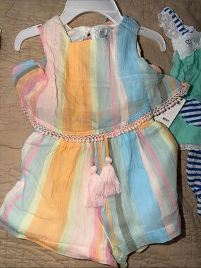 Bundle Mint Aqua and Blue Striped Heart Two-Piece Set